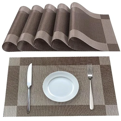 Imagen de Lumaca Manteles Individuales Lavables, Juego de 6 Salvamanteles en 70% PVC y 30% Poliéster, Antideslizantes, Resistentes al Calor, para Mesa Cocina,Marrón