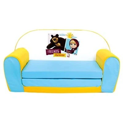 Imagen de sofá infantil Masha y el Oso, cama abatible para la habitación de los niños (sofá abatible, apto a partir 18 meses, dimensiones transporte: 78 x 42 36 cm), multicolor