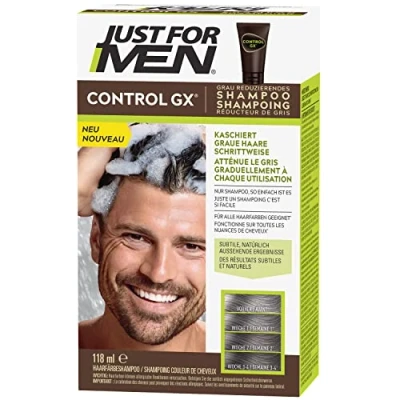 Imagen de Just For Men Control GX Champú degradado para reducir las canas, color natural, con aceite de coco y aloe vera, 118 ml