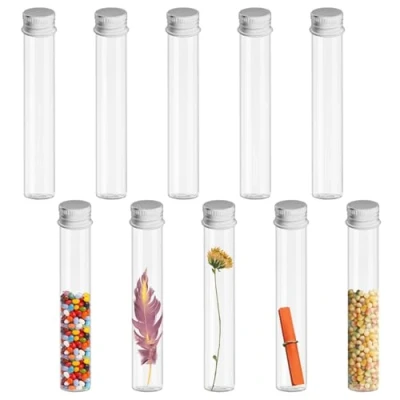 Imagen de TTQiAnJ 10 Piezas Transparente Tubos de Ensayo Plastico 45ml,Reutilizable Adecuado para Floristerías Flores Cafés Restaurantes