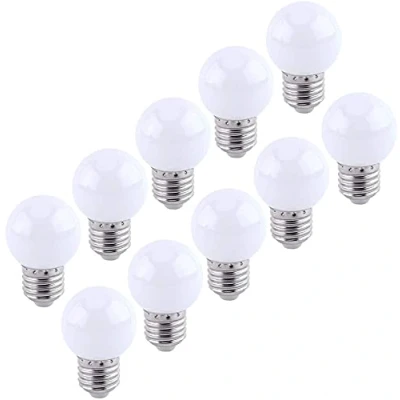 Imagen de Aiwerttes E27 bombilla LED, de color incandescente, 2W LED bola golf bombilla, 20W equivalente, 6500K bombillas blancas frías, no regulables, 10 paquetes