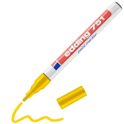 Imagen de Edding 751 Rotuladores de pintura (5 unidades, punta redonda, 1 2 mm), color amarillo