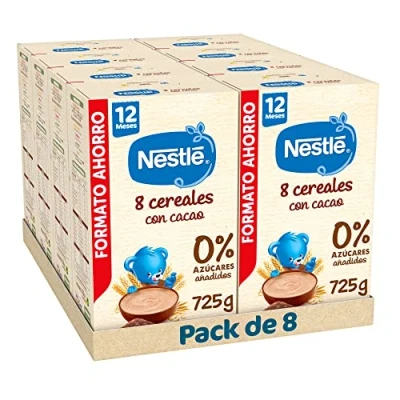 Imagen de Nestlé Papilla 8 Cereales con Cacao, sin azúcares añadidos, a partir de los 12 meses, 8x725g