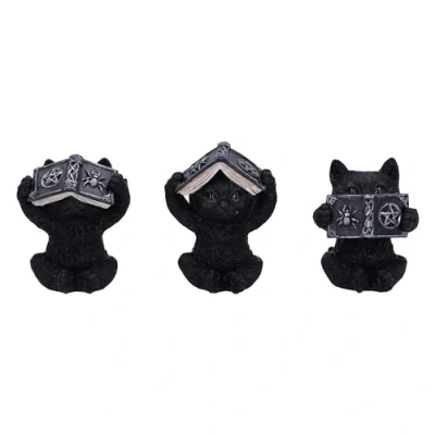 Imagen de Nemesis Now Three Wise Spell Cats 8,5 cm, Resina, Negro, Figuras de Gatito Tres sabios, Juego trío Gatitos Ocultos, mercancía Gato, Fundido en la Mejor Pintado a Mano