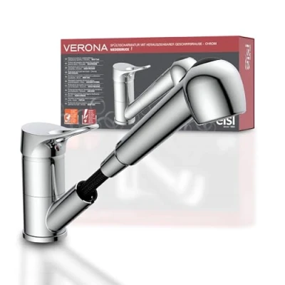 Imagen de EISL NI183VECR LP grifo mezclador de cocina baja presión, con rociador extraíble, cromado