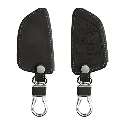 Imagen de kwmobile Funda Compatible con BMW Llave de Coche Smart Key 3 Botones Carcasa Piel sintética Protector para Mando en Gris Oscuro