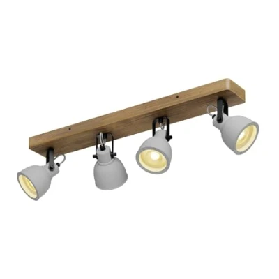 Imagen de lámpara de techo &#039;Mitis&#039; (Industrial) en Marrón hecho Madera e.o. para Salón &amp; Comedor (4 llamas, GU10) Lindby techo,