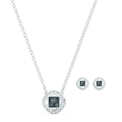 Imagen de Swarovski Pendientes Angelic Square para Mujer, de Botón, Cristal Rosa Cuadrado, Baño Rodio, Colección