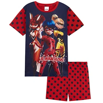 Imagen de Miraculous Ladybug Pijama Niña, De Algodon Corto para Niñas, Regalos Niña La Prodigiosa (Rojo, 3 4 años)