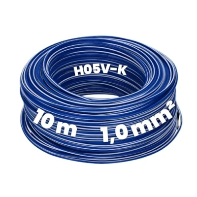 Imagen de Kalitec 10 metros H05V K 1 mm² azul oscuro y blanco cable de cableado I flexible PVC individual mm2 hostil un solo