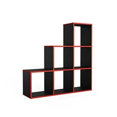 Imagen de Vicco Estantería escalonada, Negro/Rojo, 105 x 107.5 cm