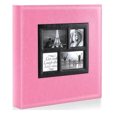 Imagen de Ywlake Album de Fotos 10x15 500, Grande Cuero para Photos Bolsillos Verticales Horizontal Rosa