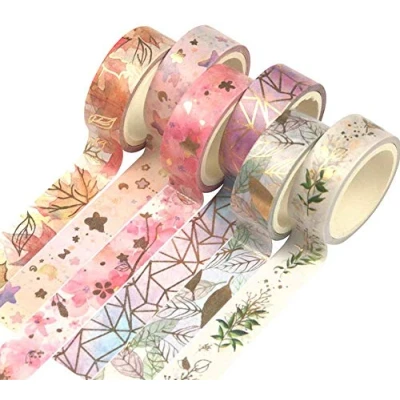 Imagen de Yubbaex Washi Tape Set Cinta adhesiva Decorativa Glitter Adhesivo De para DIY Crafts Scrapbooking 6 Rollos x 15MM ancho