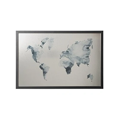 Imagen de Bi Office Pizarra Mapamundi Ink, Magnético Acabado Plateado, Borrado en Seco, Marco MDF Negro, 90x60cm