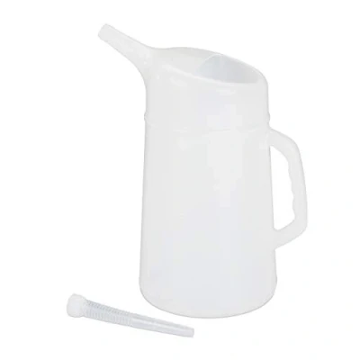 Imagen de Relaxdays Embudo de Aceite para Coche, Ajustable, Medidor Aceite, Resistente, PE, 5 L, Blanco