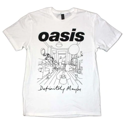 Imagen de Rock Off officially licensed products Camiseta Oasis Definitely Maybe Line Drawing, blanco, L