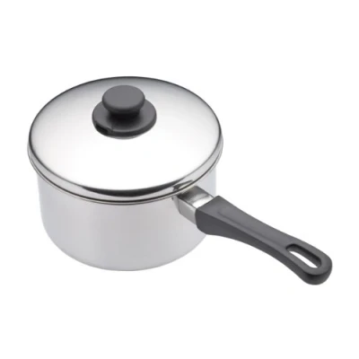 Imagen de KitchenCraft Cazuela para Cocinas de Inducción Extra Profunda con Tapa, Sartén Acero Inoxidable 18 cm Plateada