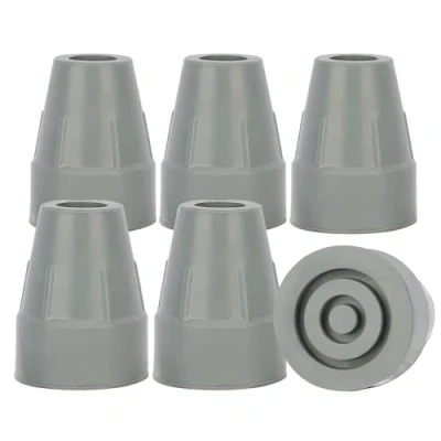 Imagen de supregear 6 Pack Puntas de Bastón Goma, 22 mm para Resistentes con Base Extra Ancha Antideslizante Repuesto Bastones Paseo Accesorio Plegable, Gris