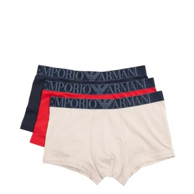 Imagen de Emporio Armani Stretch Cotton Shiny Logoband 3 Pack Trunk Hombre, Multicolor (Nude/Red/Marine), S
