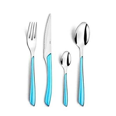 Imagen de Amefa ECLAT Cubertería multipiezas, acero inoxidable ABS estireno acrilonitrilo, azul turquesa, Ménagère 16 couverts pour 4 personnes