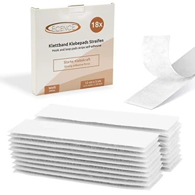Imagen de ECENCE 18x Auto Adhesivo Belcro, Cinta Rollo Hook y Loop Tape, Gancho de Lazo para el coche, paredes suelos, extrafuerte Blanco