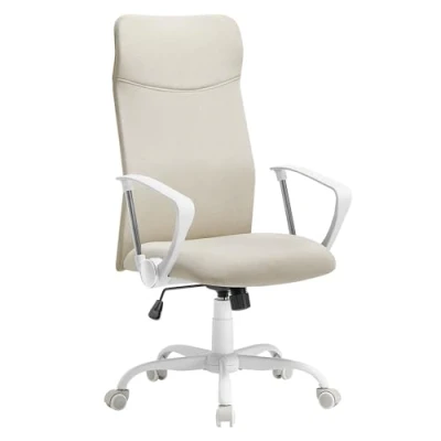 Imagen de SONGMICS Silla de Oficina, ergonómica, Asiento Giratorio, Acolchado, Regulable en Altura e inclinable, Capacidad Carga 120 kg, Color Beige Cappuccino OBN034K01