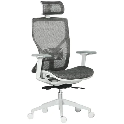 Imagen de Vinsetto Silla de Oficina Giratoria Escritorio Ajustable en Altura con Reposabrazos Reposacabezas y Soporte Lumbar Regulables Respaldo Alto 67x65x120 128 cm Gris