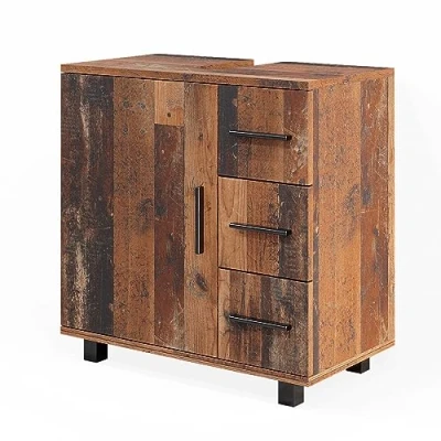 Imagen de Vicco Mueble bajo Lavabo Ilias, Roble rústico, 60 x 61 cm con Puerta y 3 cajones