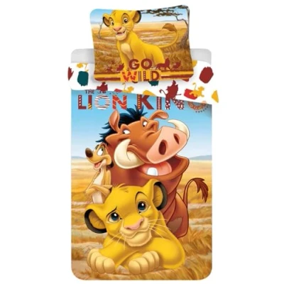 Imagen de Le Roi Lion Conjunto de Cama, com Capa nórdica 140 x 200 cm, para crianças, Cama solteiro 90 reversível, 100% algodão, Design da Disney