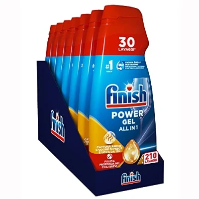 Imagen de Finish Powergel Detergente Lavavajillas Anti Odores, Gel Lavavajillas, 210 7 Paquetes de 30
