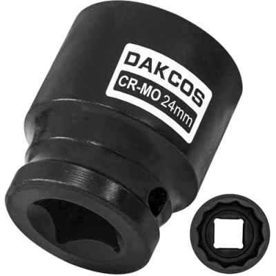 Imagen de DAKCOS llave de impacto 1/2 pulgada 24 mm, 12 ponit, enchufe alimentación eje transmisión, CR MO