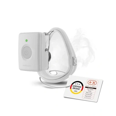 Imagen de medisana IN 700 inhalador con batería recargable, portátil e inalámbrico para inhalación manos libres, nebulizador tecnología de malla, boquilla y mascarilla resfriados o asma