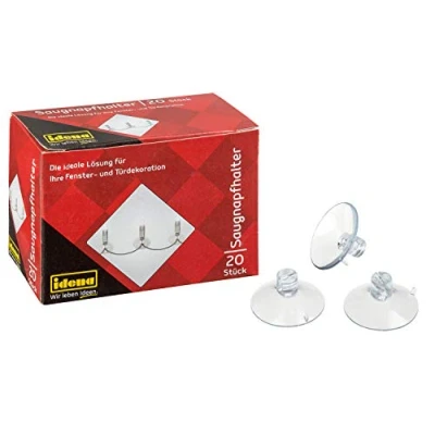 Imagen de Idena 8522040 Soporte de ventosas, 20 piezas, ventosas con ranura para fijar luces hadas y decoraciones, ideal Navidad, cumpleaños, fiestas bodas