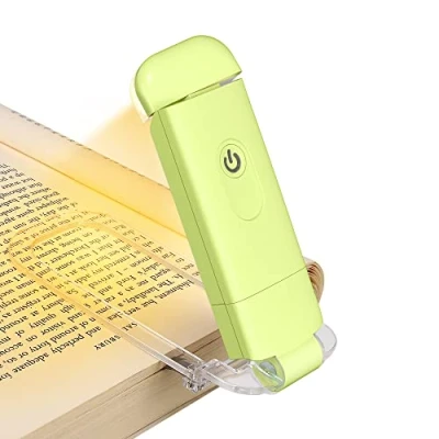 Imagen de DEWENWILS luz ámbar para leer libros, USB recargable libros en la cama, Bloqueo de azul, Ámbar/Blanco cálido, Luces LED con clip niños, ratones biblioteca