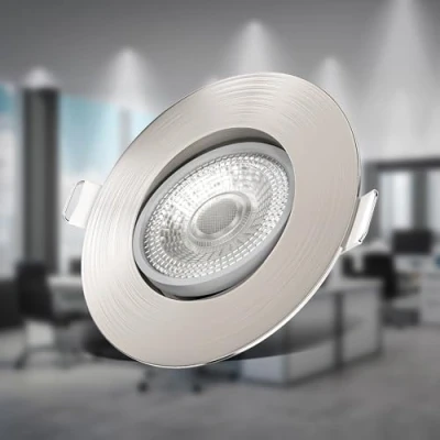Imagen de B.K.Licht I Juego de 3 luces LED empotradas Giratorio Infinitamente regulable Ultra plano 24mm Ø90mm Níquel mate 4,9W 460 lumen 3.000K blanco cálido IP23 Foco empotrado