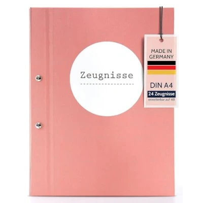 Imagen de goldbuch 36 1011 Carpeta para documentos (DIN A4, con cierre de rosca, bolsillos visibles, archivador estructura lino 12 fundas, aprox. 24 x 31 1,5 cm, papel, color rosa