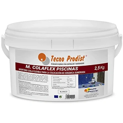 Imagen de M COLAFLEX PISCINAS de Tecno Prodist (2,5 Kg) Adhesivo cementoso mejorado flexible ideal para la colocación baldosas en contacto permanente con agua como piscinas, depósitos agua, etc (Blanco)