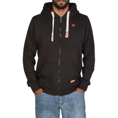 Imagen de riverso RIVNoah Sudadera de algodón con capucha y cremallera para hombre, básica, lisa (tallas S, M, L, XL, 2XL, 3XL, 4XL, 5XL), color negro, Black Formula Red (24002)., XXXL