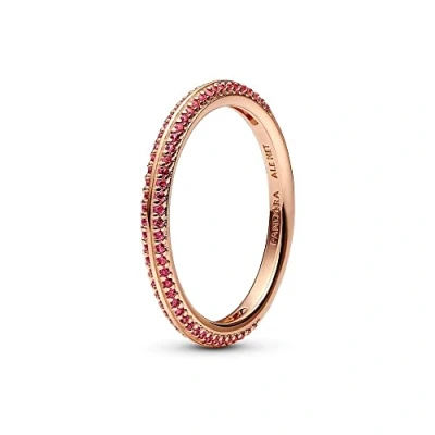 Imagen de PANDORA ME Anillo chapado en oro rosa de 14 quilates con rubí sintético, talla 56