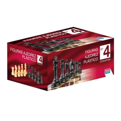 Imagen de Falomir Set Completo 32 Figuras de Plástico Staunton nº 4 Accesorio para Juegos Mesa Diversión Clásica en Caja Cartón Tamaño Ideal Tableros 40cm (Edad +6)