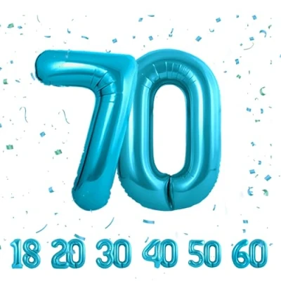 Imagen de Globos de cumpleaños 40 pulgadas decoración 70 años Globo inflable lámina Azul decoracion
