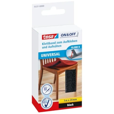 Imagen de Cinta de cierre para coser/pegar tesa On&amp;Off (1 m x 20 mm), color negro
