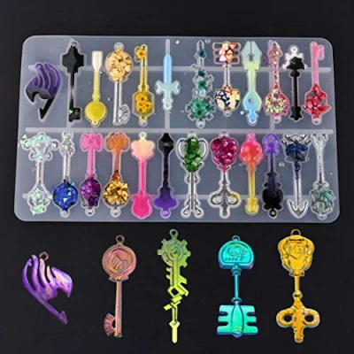 Imagen de iSuperb Resina Epoxi Moldes, Silicona Moldes de Joyería, Resin Mold, para Manualidades Joyería Fabricación DIY (1 set)