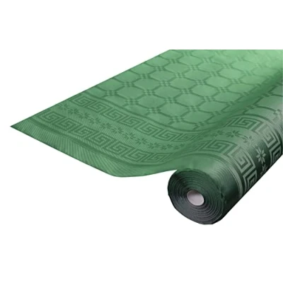 Imagen de Pro Nappe Ref R480618I Mantel de Papel Damasco desechable en Rollos 6 M Largo X 1,20 Ancho Color Verde Abeto con un patrón Universal Chic y clásico Caja 12