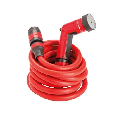 Imagen de FITT YOYO 20 m, Manguera de Agua Jardín Extensible para Riego con Pistola Multichorro, Rojo