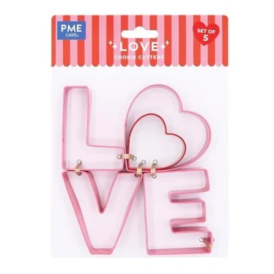Imagen de PME VD24CCC048 Set de 5 Cortadores Galletas para San Valentín, Love, Metal