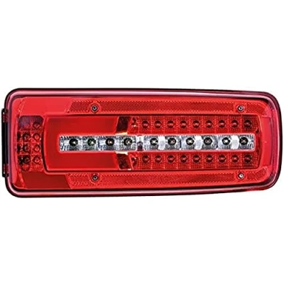 Imagen de Piloto trasero derecha LED 24V transparente, Rojo con aviso de marcha atrás, tornillos HELLA 2VP 012 381 281
