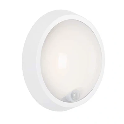 Imagen de BRILONER Leuchten LED, lámpara de Pared para Exterior con Sensor Movimiento y Detector crepuscular, 12 W, 1.150 lúmenes, 4.000 Kelvin, Blanca, Redonda, Ø 17 cm, Blanco, 3352 016