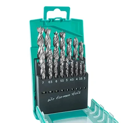 Imagen de ENT 09216 Juego de 16 brocas para madera HSS G PLUS con espiral profunda Ø 3 10,5 mm, en incrementos 0,5 mm