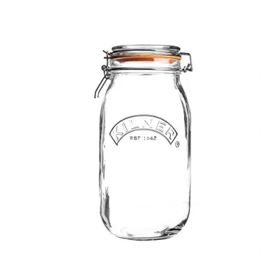 Imagen de Kilner Frasco Redondo Vidrio con Horquilla, Transparente, para 0,35 l Jarra Superior, Pinza Redonda (Round Clip Top Jar) 3 litros Transparente